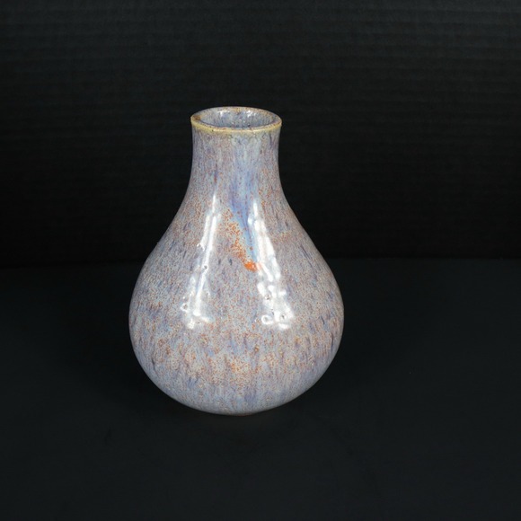 Art Pottery Blue Orange Drip Glaze Vibrant Vase Signed By Artist - Picture 2 of 14